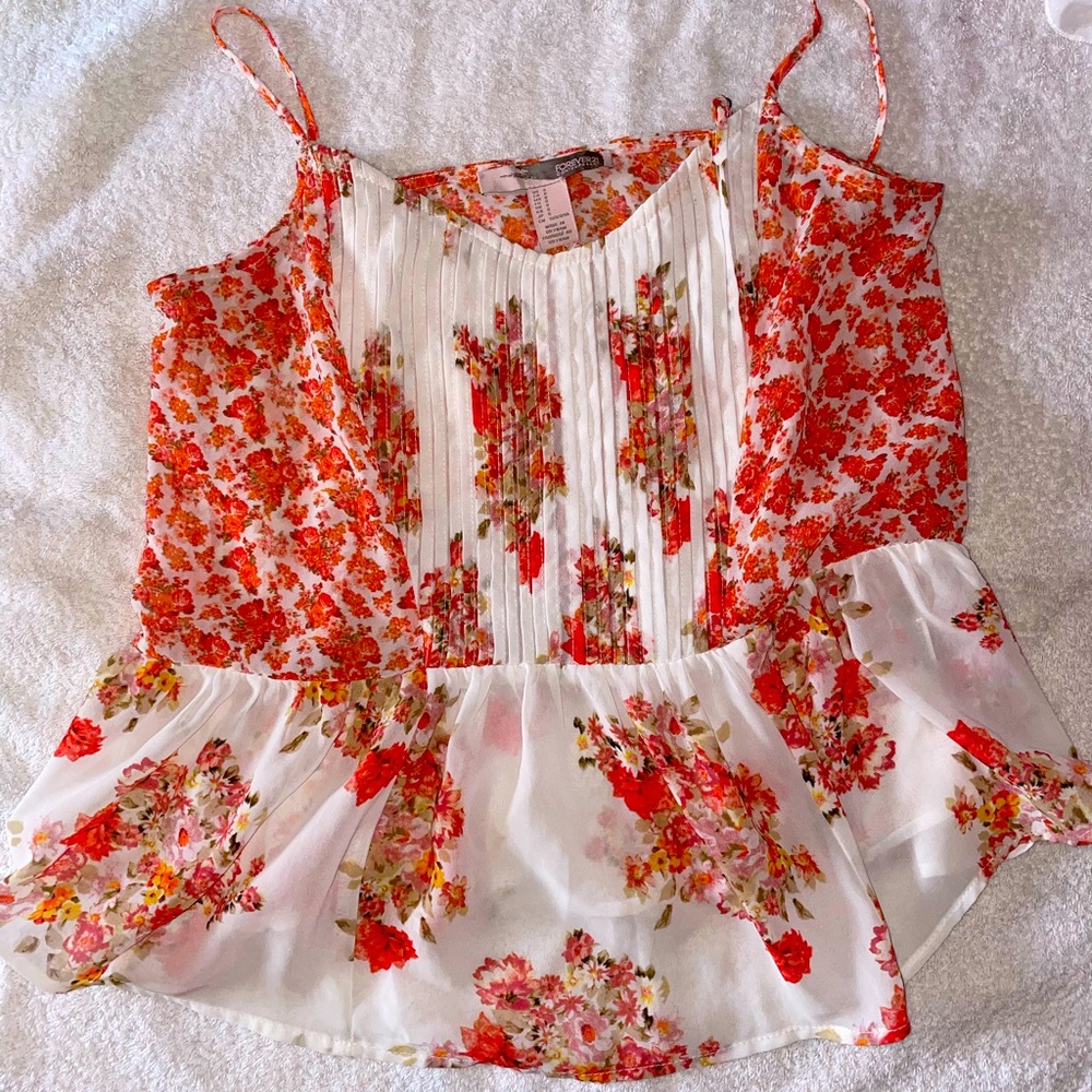 Forever 21 floral sheer tank top